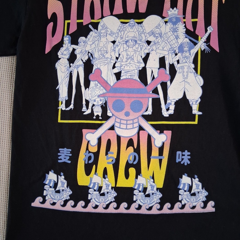 ONE PIECE Straw Hat Crew Anime Manga Black Short Sleeve T-Shirt - Men's Size MED - Picture 8 of 14